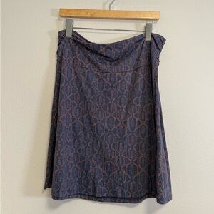 Toad & Co chaka skirt blueberry batik dot print women’s Sz L NWT